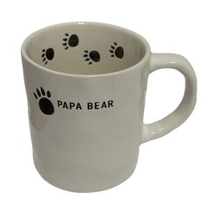 TAG Papa Bear Coffee Mug White Ceramic Cup w/ Paw Prints Inside 16oz